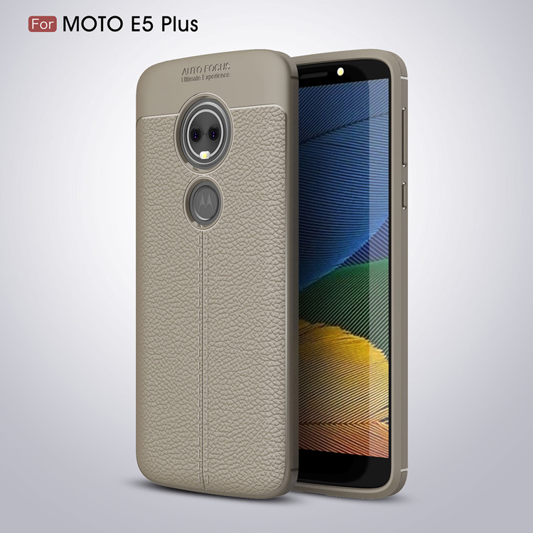 Case Moto E5 Plus #เคสฝาหลัง TPU ลายหนัง PU ผิวลิ้นจี่ช่วยป้องกันลายนิ้วมือคุณภาพดี