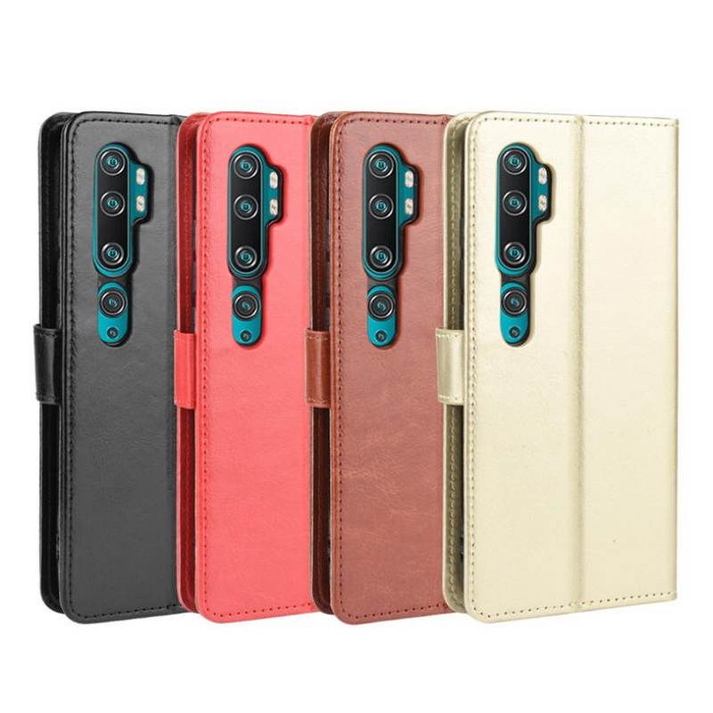 เคส Xiaomi Mi Note 10 Pro #เคสฝาพับหนัง PU ผิวหนังม้า Crazy Horse Texture Leather Wallet