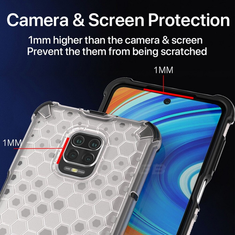 Case Redmi Note 9 Pro/Redmi Note 9S #เคสฝาหลังกันกระแทก Honeycomb Shock Absorber TPU + PC + Silicone Hybrid