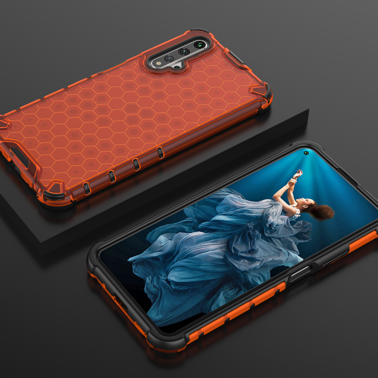 Case Huawei Nova 5T #เคสฝาหลังกันกระแทก Honeycomb Shock Absorber TPU + PC + Silicone Hybrid