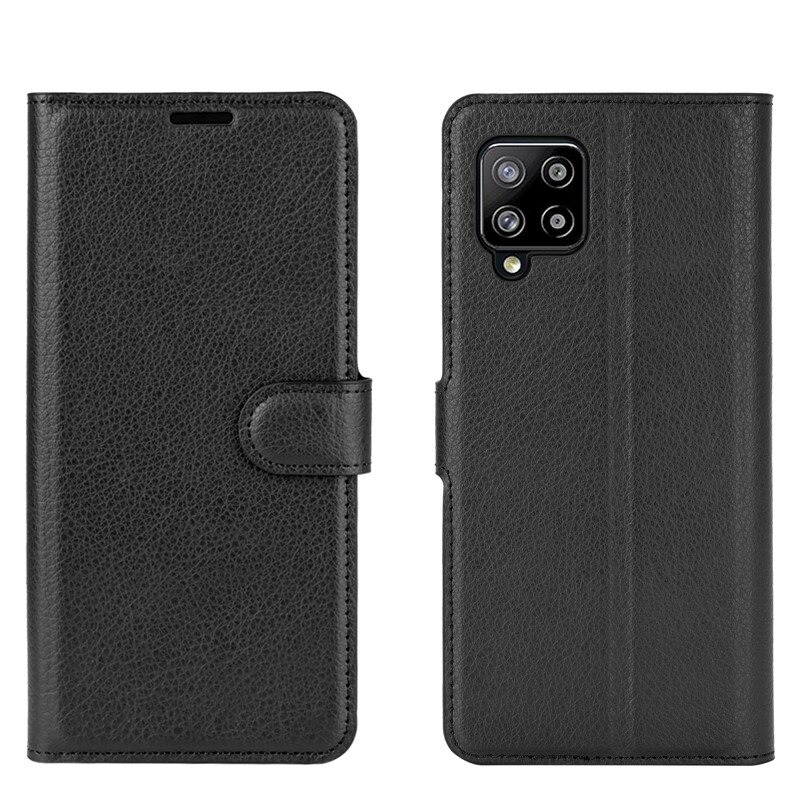 เคส Samsung Galaxy A42 5G #เคสฝาพับสไตล์กระเป๋าสตางค์หนัง PU ผิวลิ้นจี่