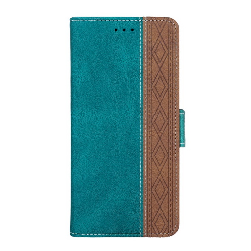 เคส iPhone 13 Pro Max#เคสฝาพับหนัง PU มีแถบปิดแม่เหล็กสีทูโทนสไตล์กระเป๋าสตางค์