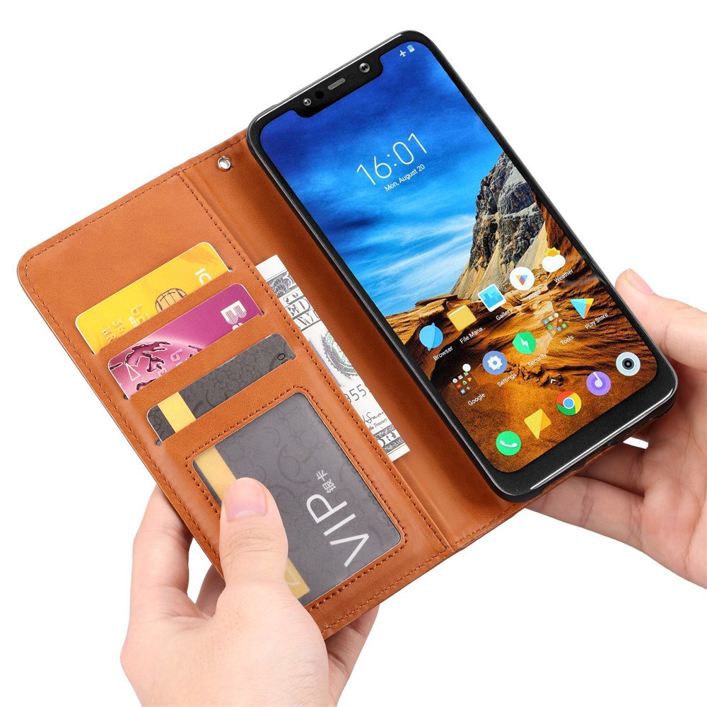 Case Xiaomi Pocophone F1 #เคสฝาพับแบบกระเป๋าสตางค์หนัง PU มีช่องเสียบบัตรคุณภาพดี