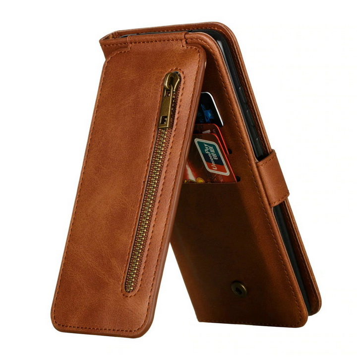 เคส Samsung Galaxy Note 10 Lite #เคสฝาพับแบบกระเป๋าสตางค์ช่องใส่บัตรหลายช่อง Multi-slot Wallet Zippered Leather พร้อมสายคล้อง