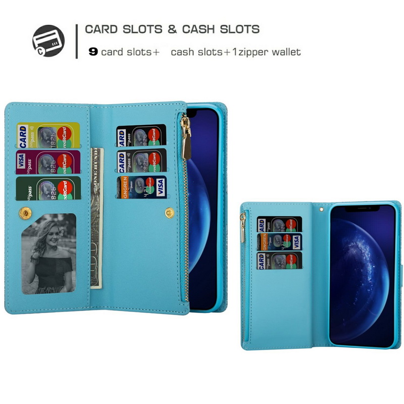 Case Samsung Galaxy A51 #เคสฝาพับแบบกระเป๋าสตางค์ช่องใส่บัตรหลายช่อง Bling Glitter Case Multi-slot Wallet Zippered Leather พร้อมสายคล้อง