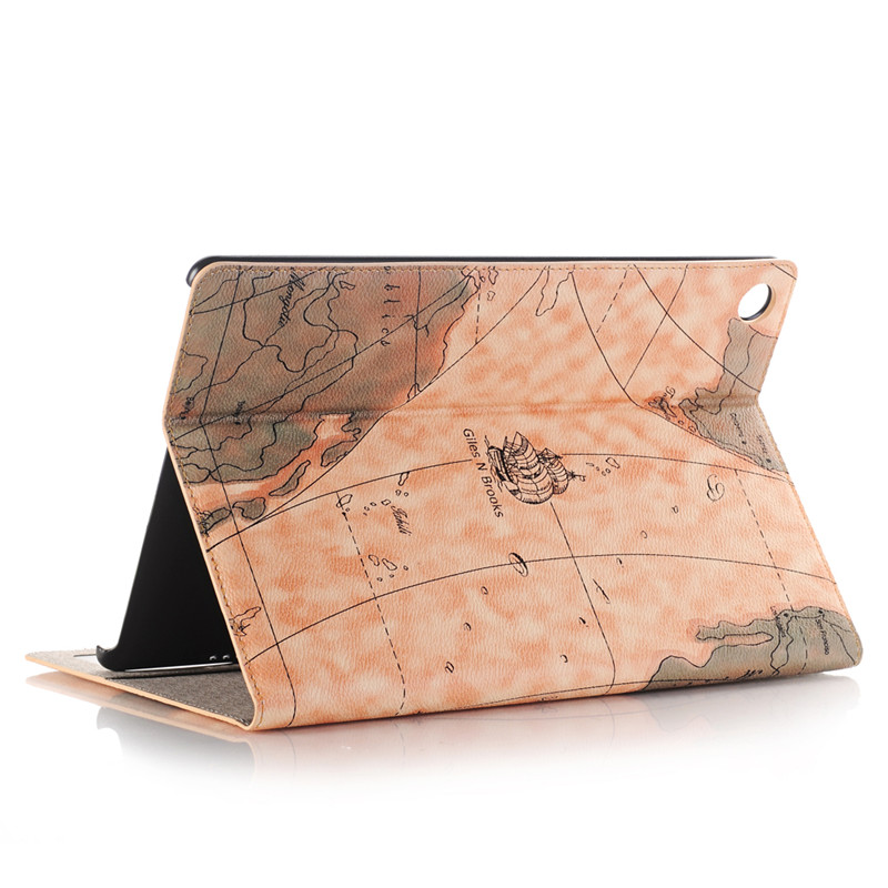 เคส Huawei MediaPad M5 Pro 10.8 นิ้ว #เคสฝาพับหนัง PU พิมพ์รูปแบบแผนที่ Map Pattern Stand Wallet Leather