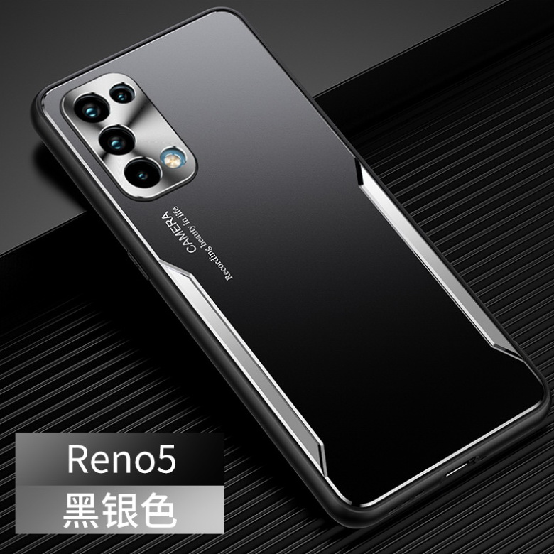 เคส OPPO Reno 5 5G #เคสฝาหลังไฮบริด Metal +TPU Shockproof metal back plate Phone Back Cover