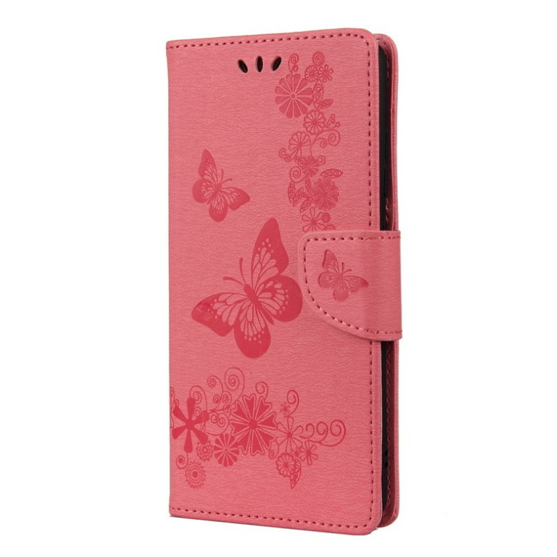 เคส Samsung Galaxy Note 10 Lite #เคสฝาพับหนัง PU ลายดอกไม้ผีเสื้อมีช่องใส่บัตร