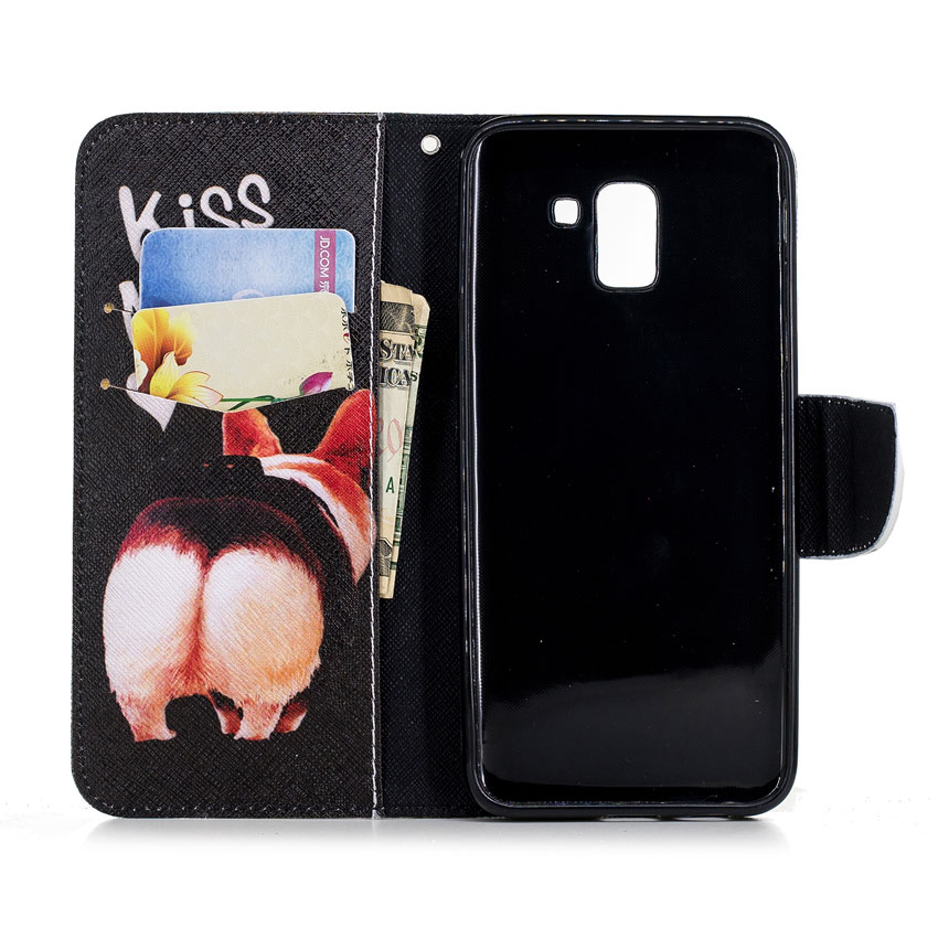 เคส Samsung Galaxy J6 (2018) #เคสฝาพับสไตล์กระเป๋าสตางค์พิมพ์ลายสวยๆ Pattern Printing Magnetic Leather