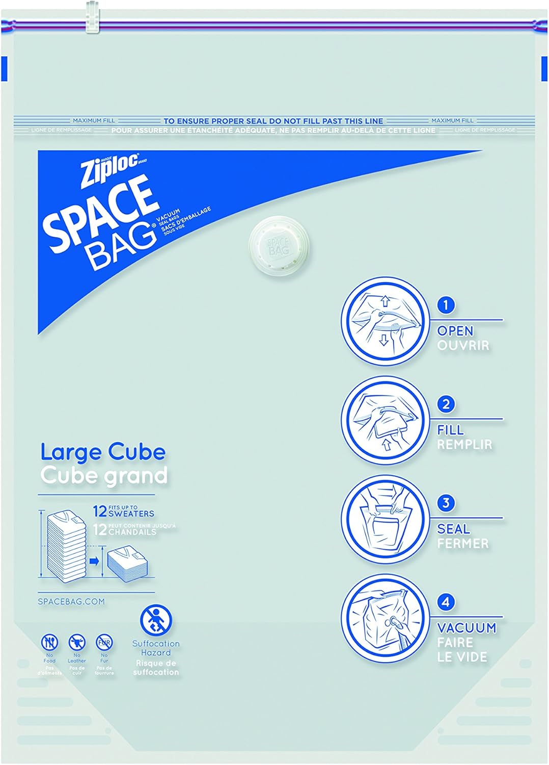 Ziploc® Space Bag Clothes Vacuum Sealer Storage Bags for Home and Closet Organization 2 Cube Variety ถุงเก็บเสื้อผ้า ผ้าห่ม