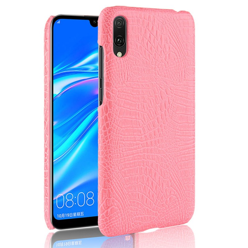 Case Huawei Y7 Pro (2019) #เคสฝาหลังพลาสติกแข็งเคลือบหนัง PU ลายผิวหนังจระเข้