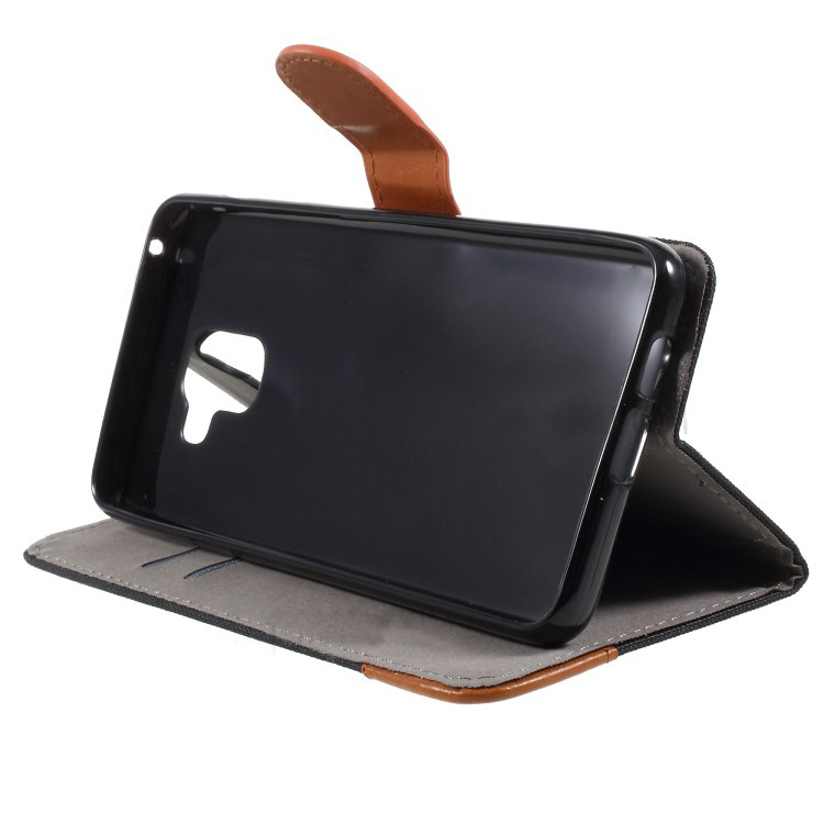 Case Samsung Galaxy J6 (2018) #เคสฝาพับหนัง PU ผิวผ้ายีนส์สไตล์กระเป๋าสตางค์เคสคุณภาพดีราคาถูก