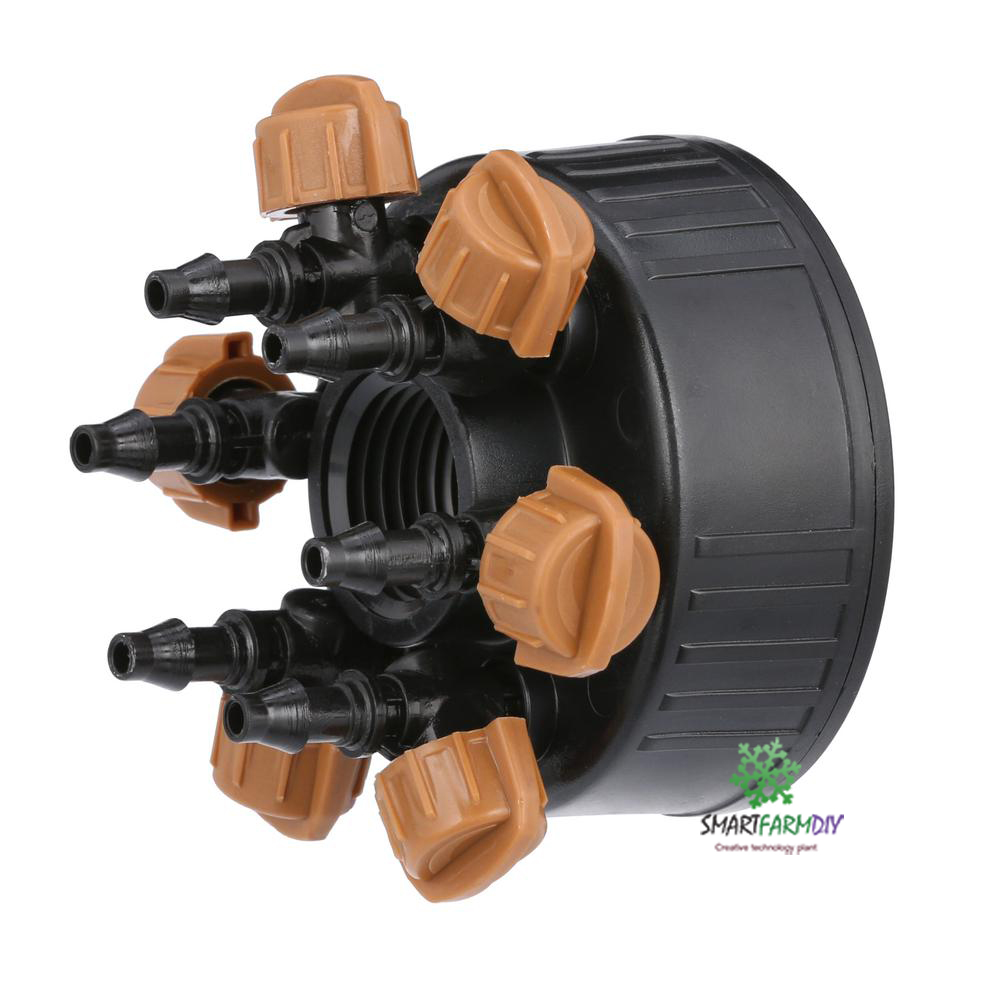 6 Outlet ปรับได้ 1/2" เชื่อมต่อหัวน้ำหยด