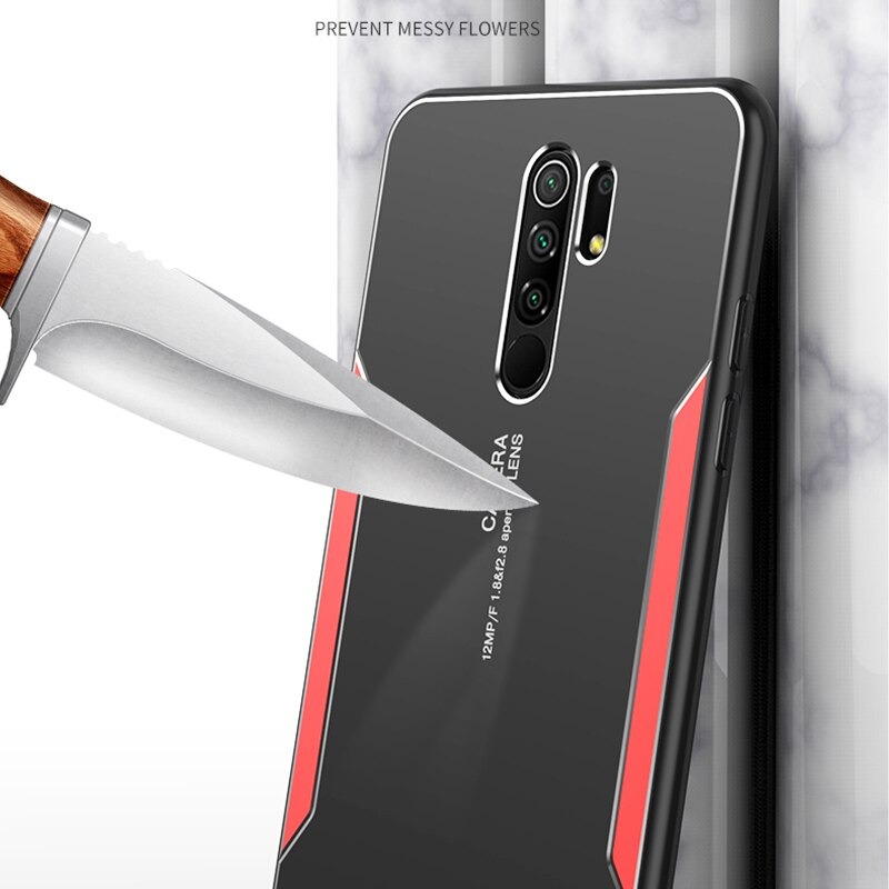 เคส Redmi 9 #เคสฝาหลังไฮบริด Metal +TPU Shockproof metal back plate Phone Back Cover