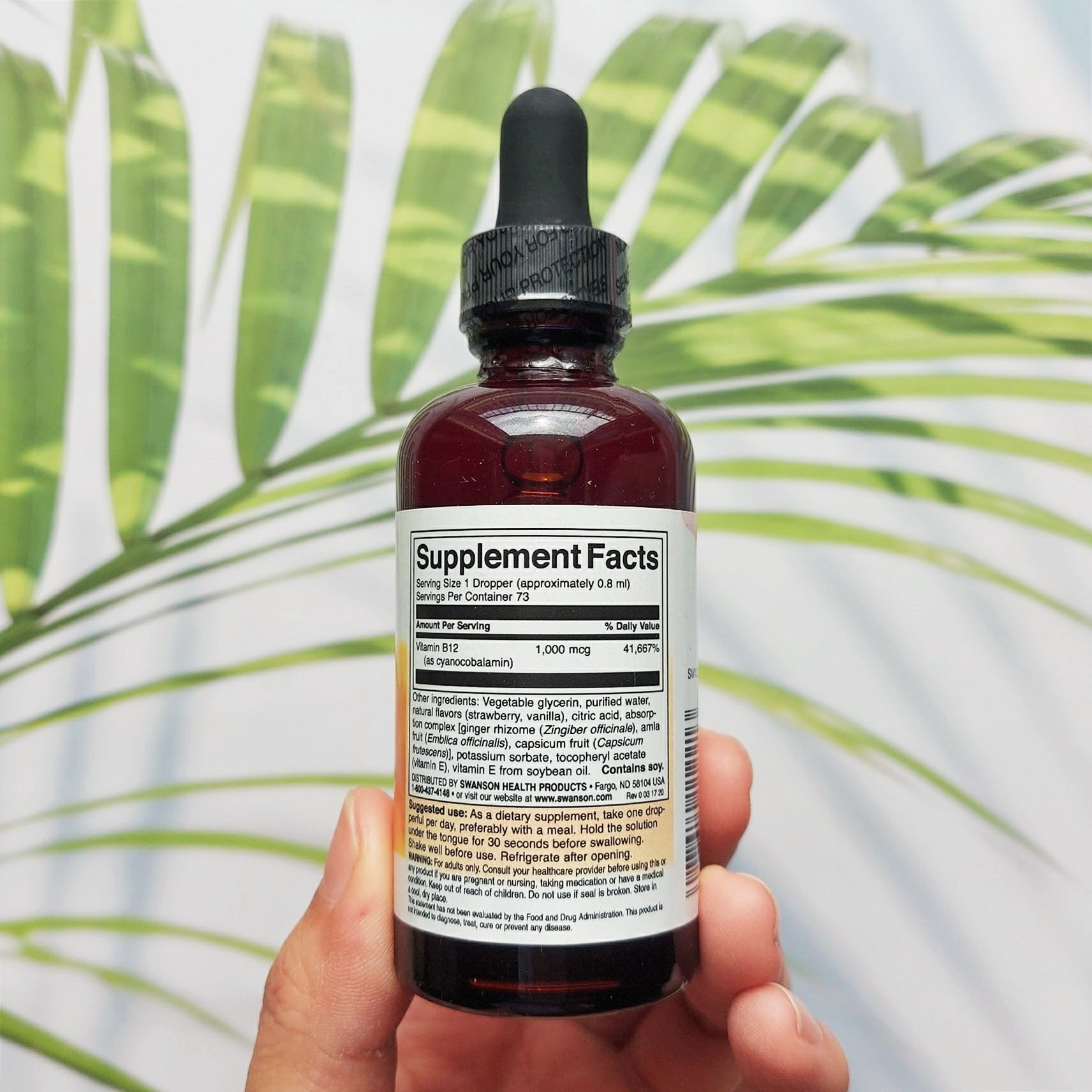 Swanson® B-12 Liquid 1000mcg 59 mL 1หยดวิตามินบี12 ชนิดน้ำเข้มข้น