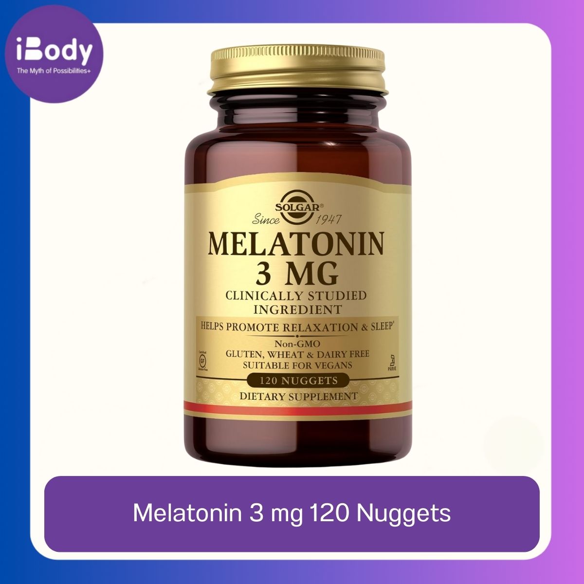 15% Sale!!! EXP.03/2026 Solgar® melatonin 3 mg 120 Nuggets เมลาโทนิน 3 มิลลิกรัม ช่วยการนอนหลับและผ่อนคลาย