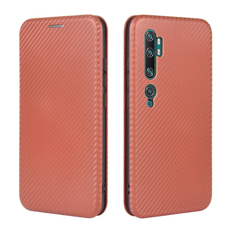 เคส Xiaomi Mi Note 10 Pro #เคสฝาพับลายคาร์บอนไฟเบอร์มีช่องใส่การ์ด Carbon Fiber Wallet Card Slot Magnet Stand Phone Cover