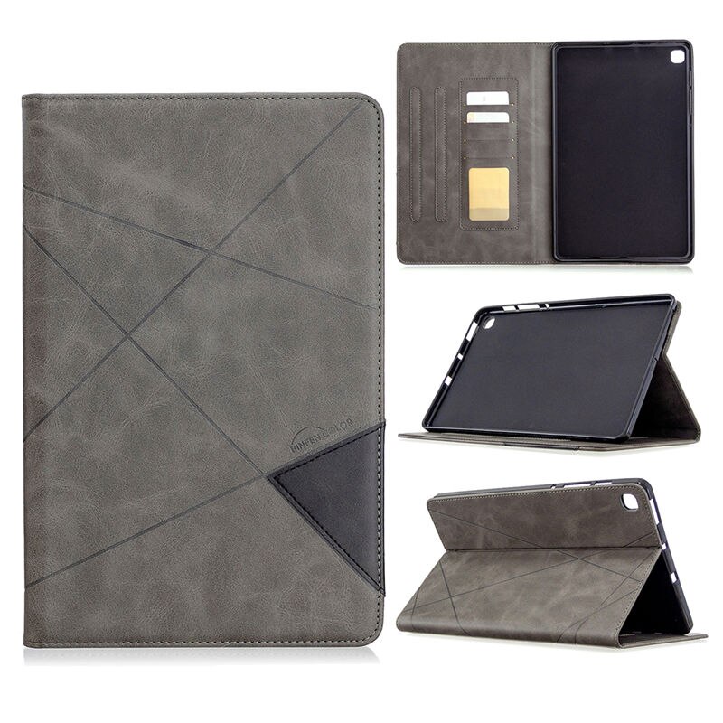 เคส Samsung Galaxy Tab S6 Lite 10.4 SM-P610 P615 P617 #เคสฝาพับหนัง PU มีช่องเสียบ ID บัตรอื่นๆในตัว Geometric Pattern Leather Card Holder Protective