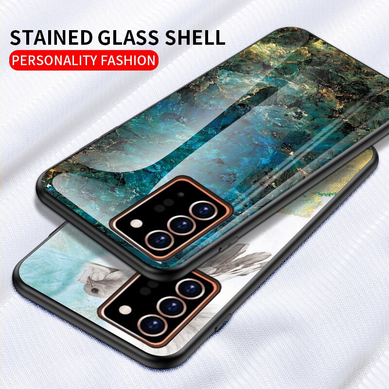 Case Samsung Galaxy Note 20 Ultra / Note 20 Ultra 5G #เคสฝาหลัง Gradient Color ลายหินอ่อน Glass + PC + TPU Hybrid Case
