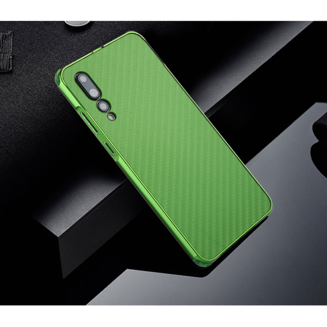 เคส Huawei P20 Pro #เคสฝาหลังกรอบโลหะ Electroplated + ฝาหลังพลาสติกผิวคาร์บอนไฟเบอร์