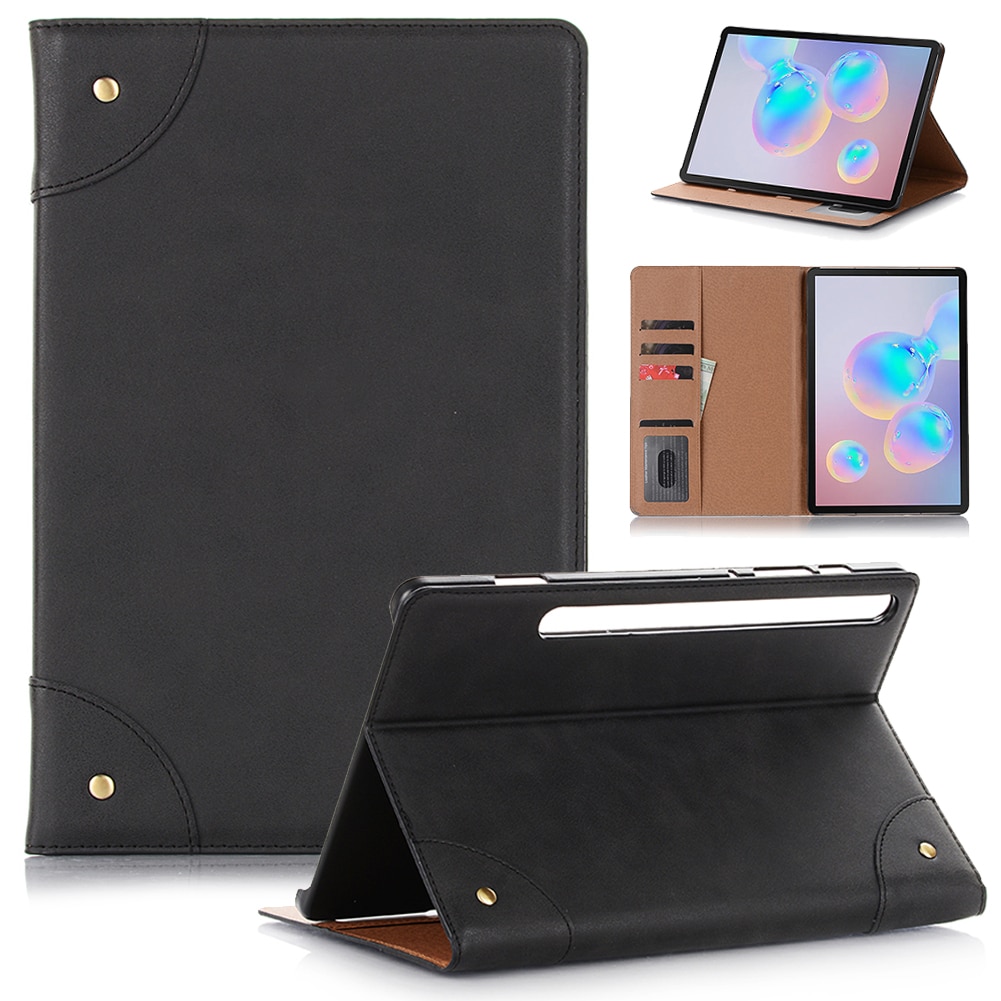 เคส Samsung Galaxy Tab S6 SM-T860 SM-T865 #เคสฝาพับหนัง PU ผิวหนังม้าสไตล์ Retro แบบกระเป๋าสตางค์สมาร์ท Crazy Horse Texture Retro PU Leather
