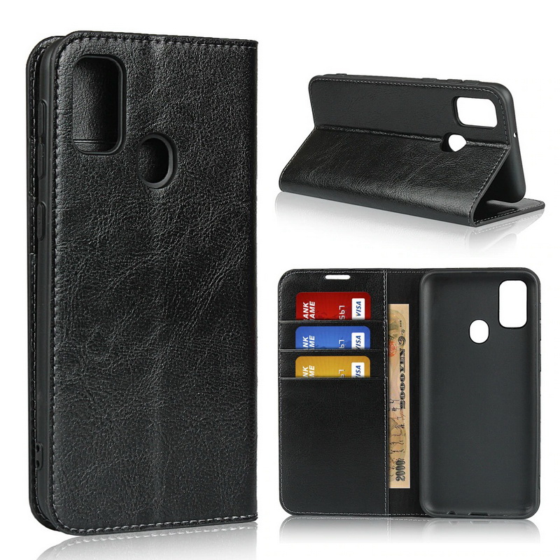 Case Samsung Galaxy M21 #เคสฝาพับหนังแท้แบบกระเป๋าสตางค์คุณภาพดี Crazy Horse Genuine Leather Cover