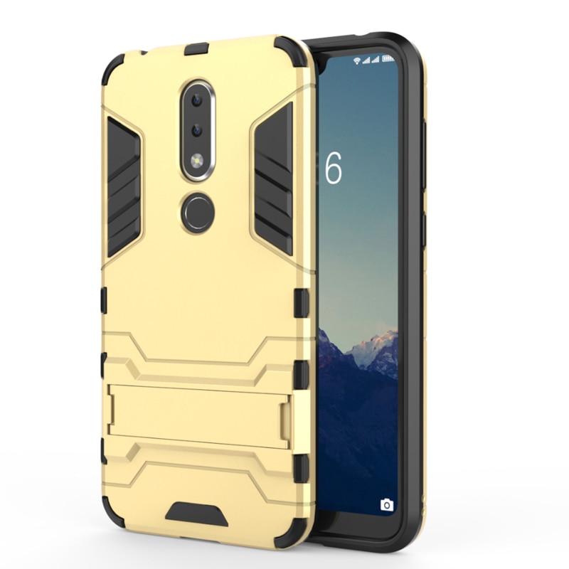 Case Nokia 6.1 Plus / X6 #เคสฝาหลังพลาสติก ไฮบริด TPU + Kickstand สีสันสวยงามทันสมัย