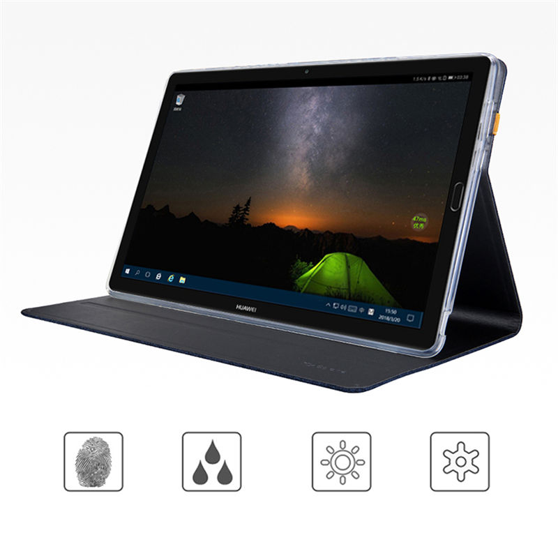 เคส Huawei MediaPad M5 8.4 นิ้ว #เคสฝาพับหนัง PU ผิวผ้าคุณภาพสูง Silicon+Cloth PU Leather Skin