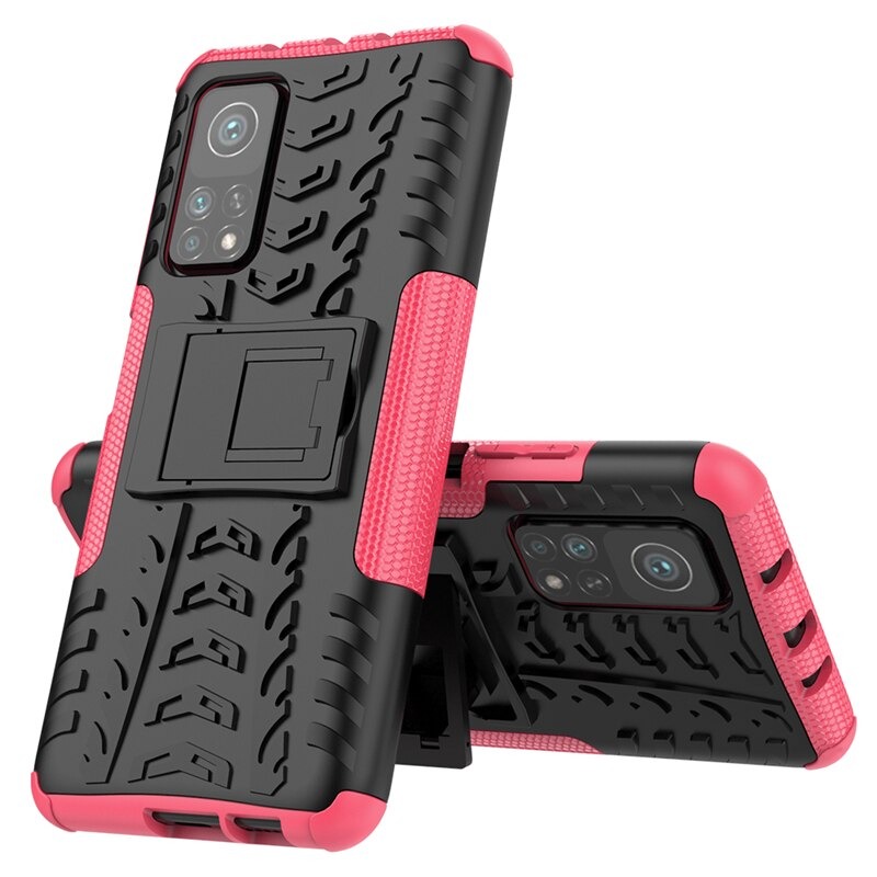 Case Xiaomi Mi 10T Pro #เคสฝาหลังกันลื่น Cool Tyre Pattern Kickstand (PC + TPU)