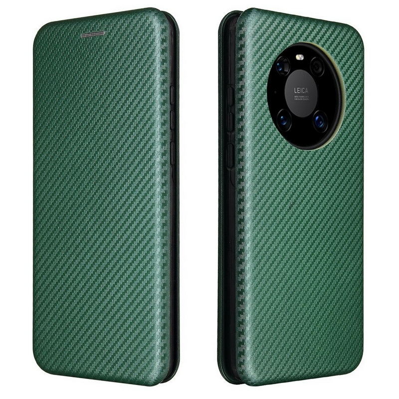 เคส Huawei Mate 40 Pro#เคสฝาพับลายคาร์บอนไฟเบอร์มีช่องใส่การ์ด Carbon Fiber Wallet Card Slot Magnet Stand Phone Cover