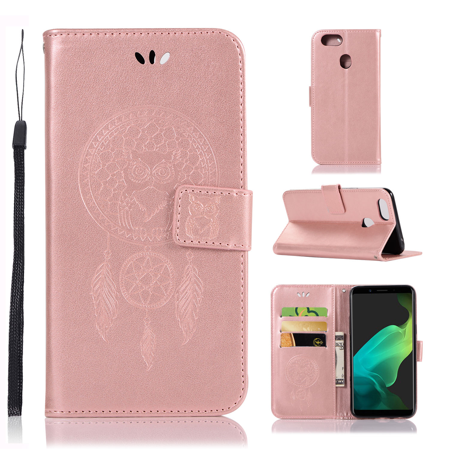 เคส OPPO F5 #เคสฝาพับหนัง PUแบบกระเป๋าสตางค์ ลายนกฮูก Dream Catcher Owl คุณภาพดีราคาเบาๆสบายกระเป๋า