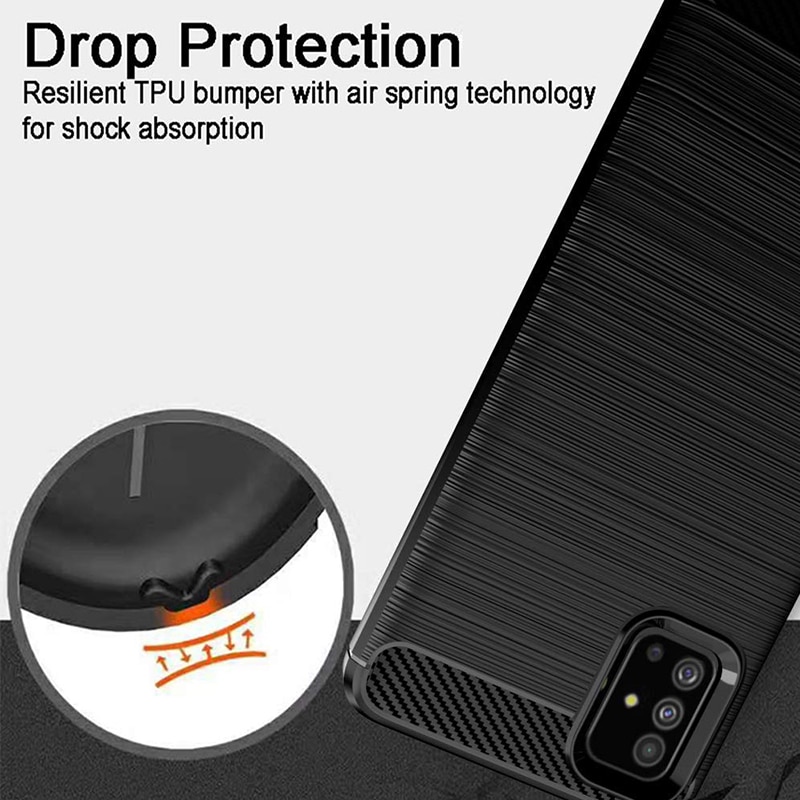 เคส Samsung Galaxy A71 5G #เคสคาร์บอนไฟเบอร์ ผิวขัดแปรง Brushered TPU Back Case