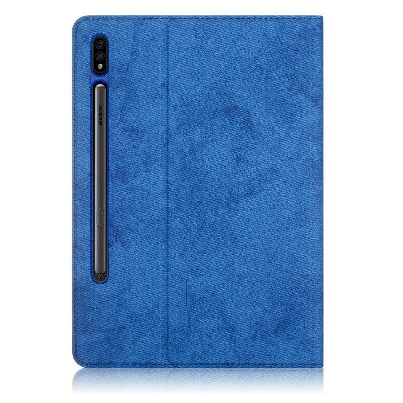 Case SamsungGalaxy Tab S7 FE 12.4"(T730,T736) #เคสฝาพับหนัง PU ลายผิวผ้ามีช่องใส่ปากกา with Pencil Holder Stand Business Card Slot Cover สำเนา