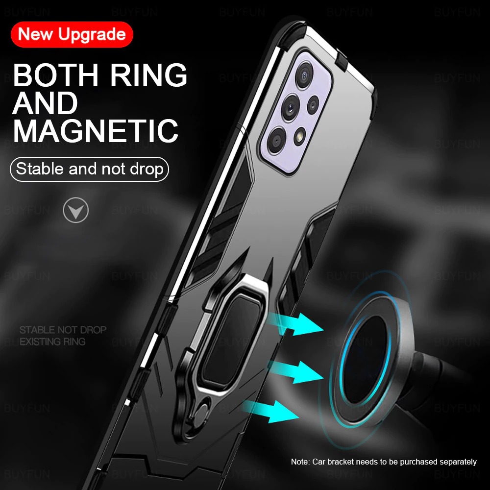 Case Samsung Galaxy M52 5G #เคสฝาหลังพลาสติกแข็ง +TPU Hybrid Case มีแหวนสวมนิ้วโลหะ