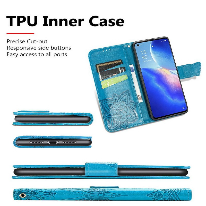 เคส OPPO Reno 5 5G #เคสฝาพับ Imprint ลายผีเสื้อดอกไม้