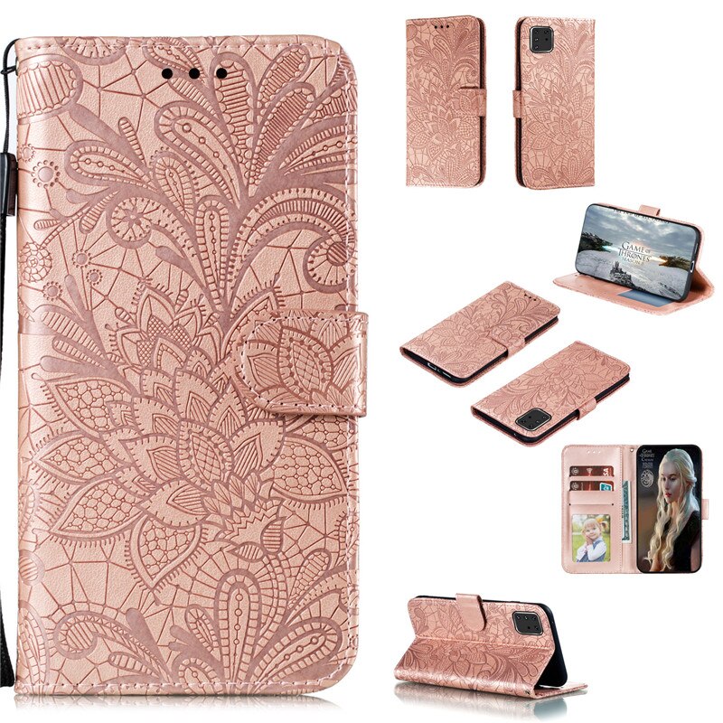 Case Samsung Galaxy Note 10 Lite #เคสฝาพับหนัง PU ผิวลายนูน Embossed Flower Leather Wallet