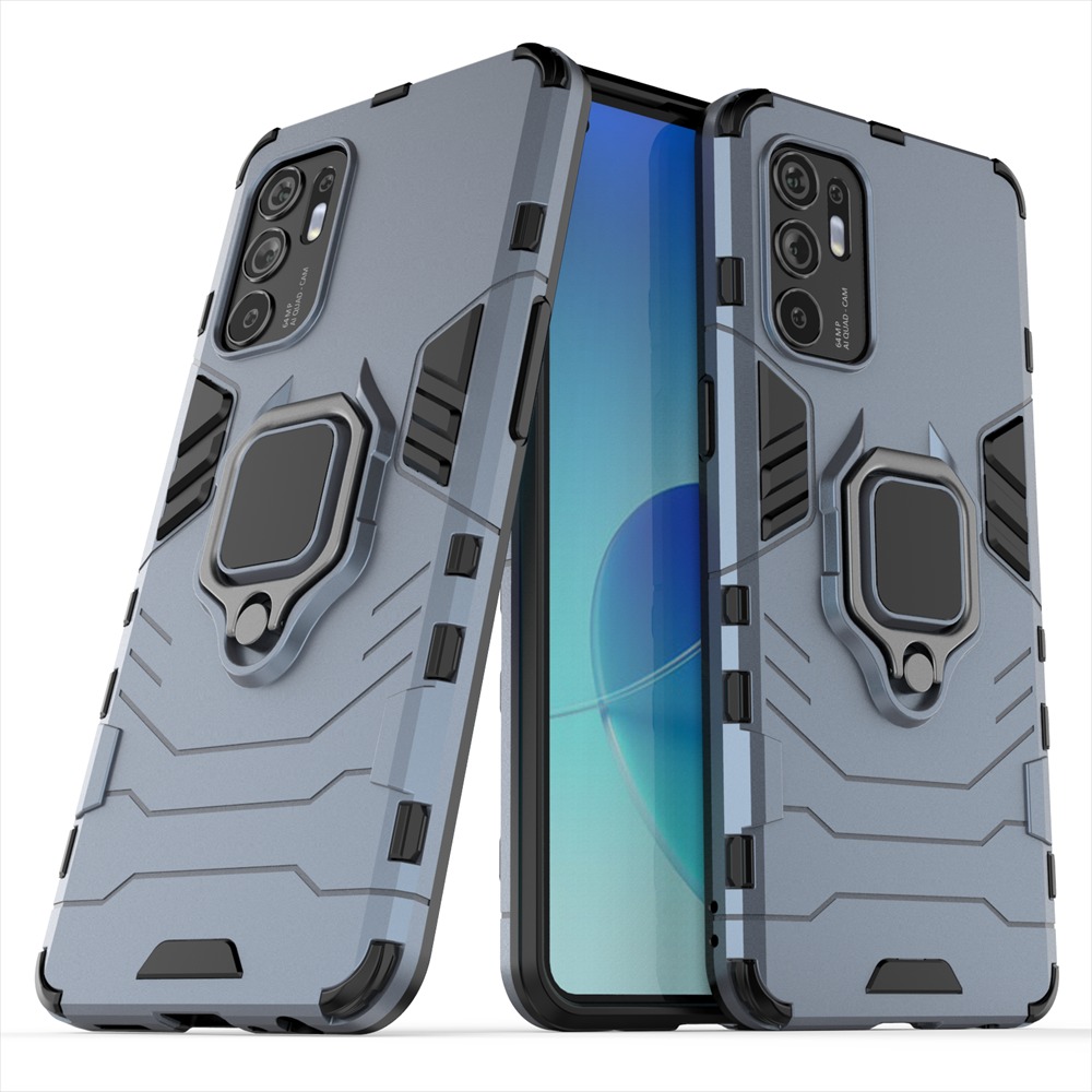 Case OPPO Reno 6Z 5G#เคสฝาหลังพลาสติกแข็ง +TPU Hybrid Case มีแหวนสวมนิ้วโลหะ