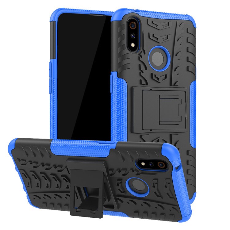 เคส realme 3 Pro #เคสฝาหลังกันลื่น Cool Tyre Pattern Kickstand (PC + TPU)