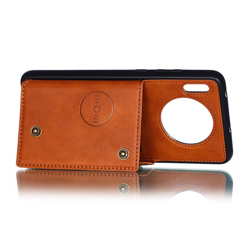 Case Huawei Mate 30 Pro #เคสฝาหลัง TPU เคลือบหนัง PU มีที่เก็บบัตร PU Leather Coated TPU Card Holder Magnetic Kickstand