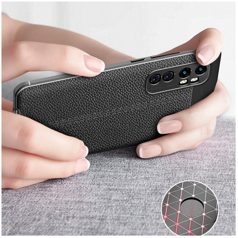 เคส Xiaomi Mi Note 10 Lite #เคสฝาหลัง TPU ผิวลิ้นจี่ช่วยป้องกันลายนิ้วมือและกันลื่นได้ดี