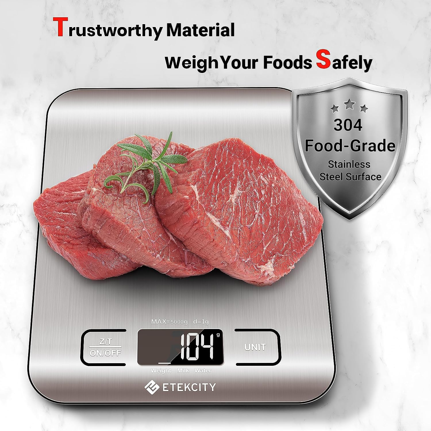 (Etekcity) Digital Kitchen Scale EK7090, Silver Stainless Steel เครื่องชั่งดิจิตอล ชั่งน้ำหนักอาหาร สำหรับทำอาหาร
