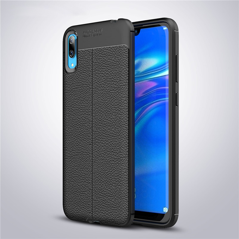 Case Huawei Y7 Pro (2019) TPU #เคสฝาหลังผิวลิ้นจี่ช่วยป้องกันลายนิ้วมือและกันลื่นได้ดี
