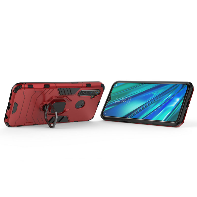 Case Realme 5/5s #เคสฝาหลังพลาสติกแข็ง +TPU Hybrid Case มีแหวนสวมนิ้วโลหะ