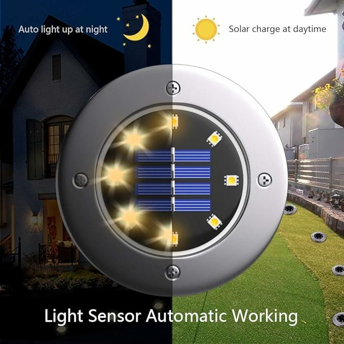 Solar Deck® Lights Solar Powered 8 Pack ไฟปักสนาม ฝังพื้น ตกแต่งสวน ทางเดิน พลังงานแสงอาทิตย์ ไฟโซล่าเซลล์