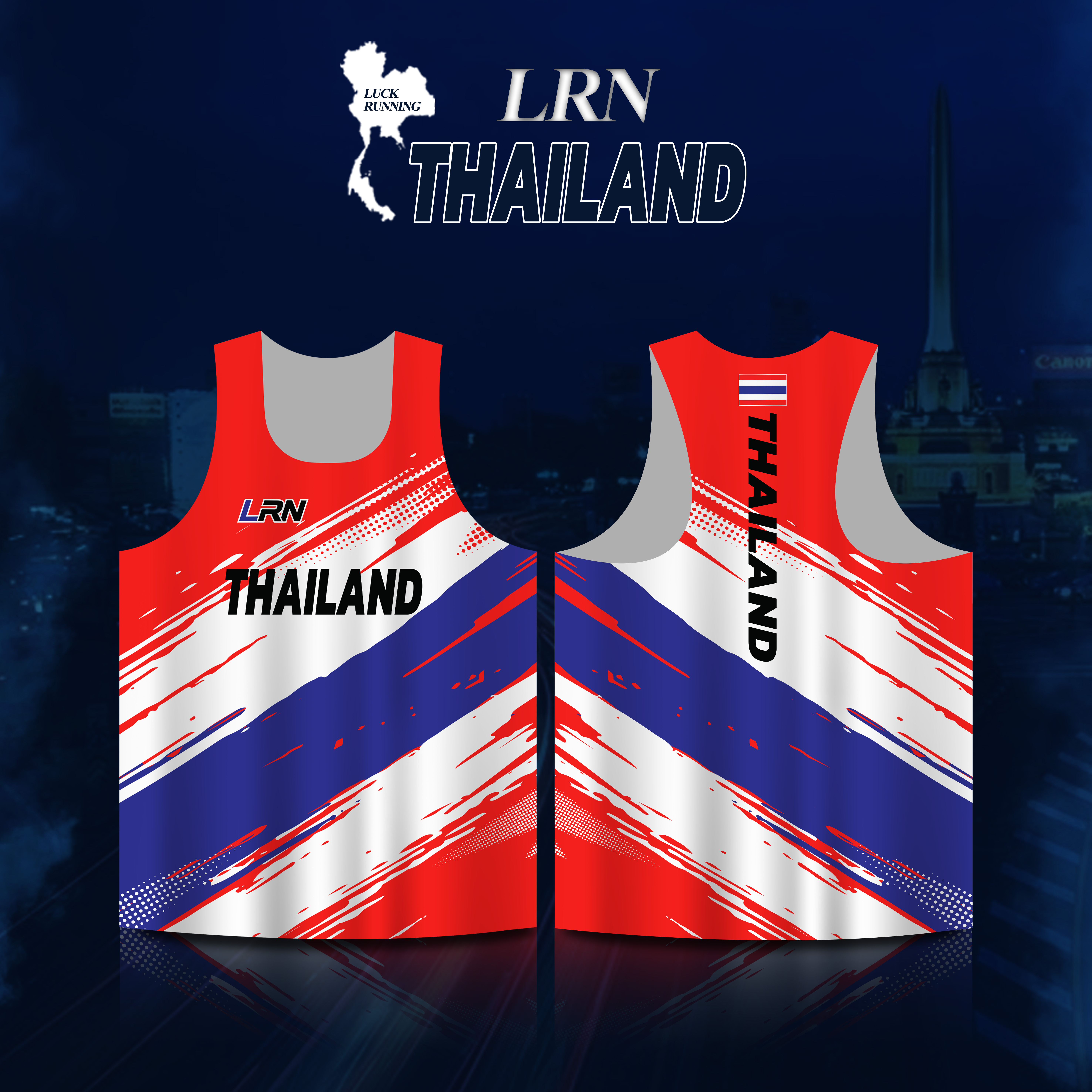 เสื้อวิ่งพิมพ์ลาย LRN เนื้อผ้า Super Air Flow (SF10)