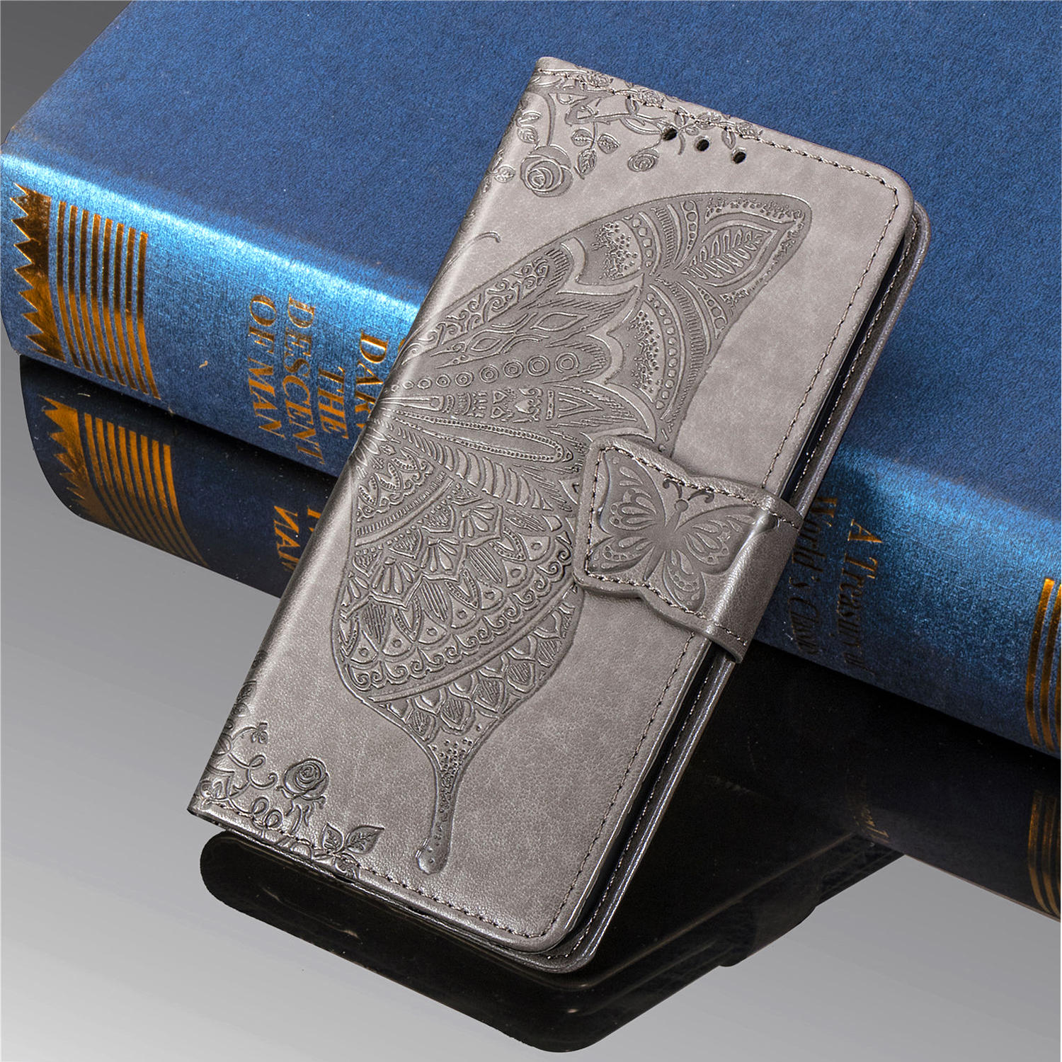 Case Xiaomi Redmi Note 8 Pro #เคสฝาพับ Imprint ลายผีเสื้อดอกไม้