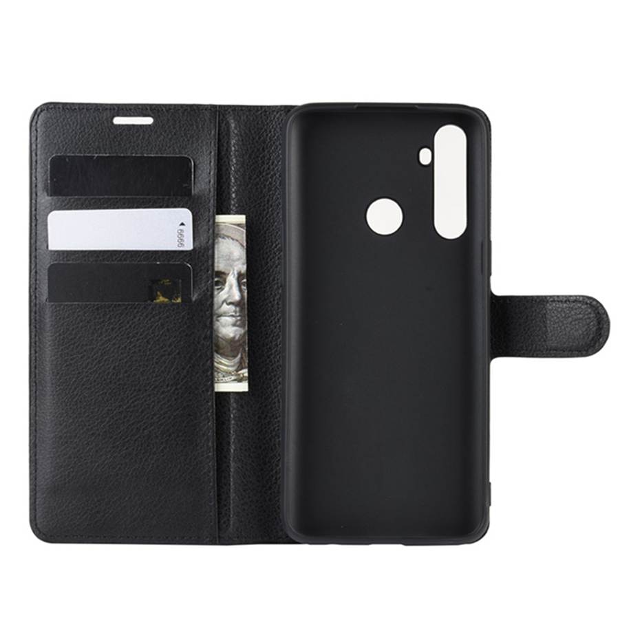 Case Realme 5i/ 5/5s #เคสฝาพับสไตล์กระเป๋าสตางค์หนัง PU ผิวลิ้นจี่