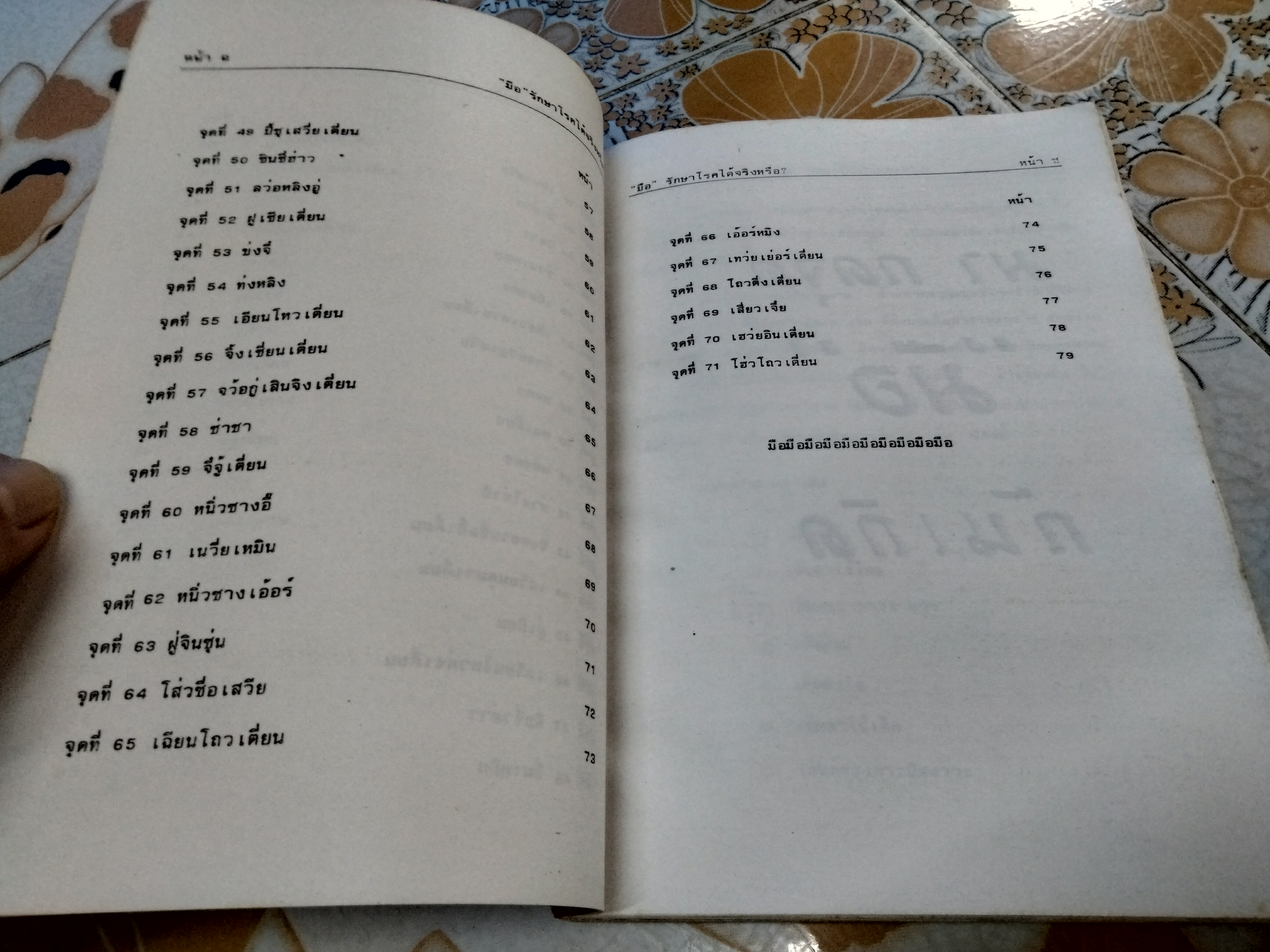 มือ - รักษาโรคได้จริงหรือ? เจือจันทน์ อัชพรรณ - ถอดความ พนิดา ไตรสารศรี - ผู้จัดพิมพ์ พิมพ์ครั้งที่ 2/2529 (หนังสือทำมือ) **สินค้าหมด**