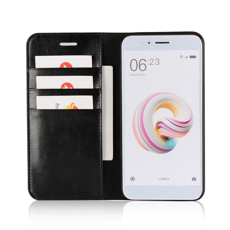 Case Xiaomi Mi A1 #เคสฝาพับสไตล์กระเป๋าสตางค์หนังแท้ผิวหนังม้า Crazy Horse คุณภาพดี