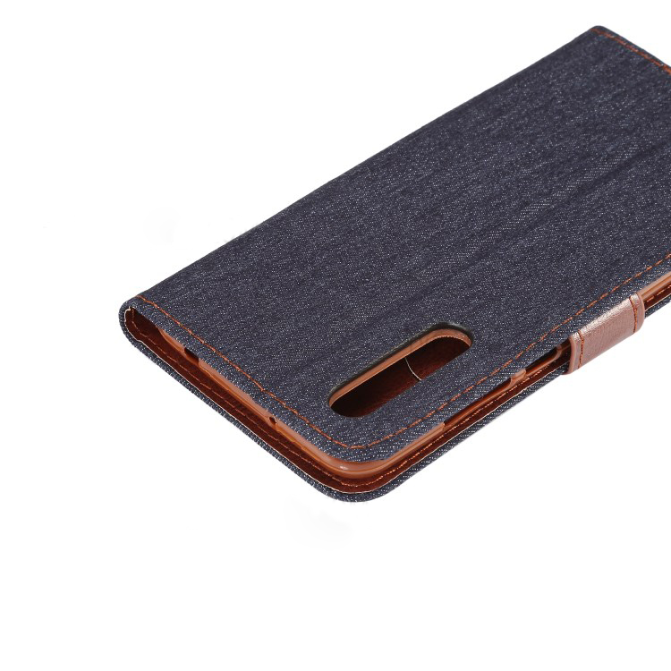 เคส Huawei P20 Pro #เคสฝาพับหนัง PU แบบกระเป๋าสตางค์ผิวยีนส์พับตั้งได้